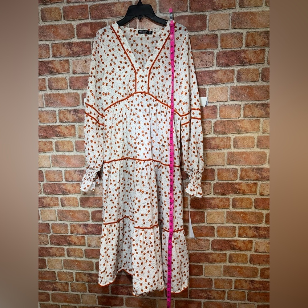 tiered floral fall Maxi Dress velour piping Cottagecore boho hippie prairie - Picture 7 of 7